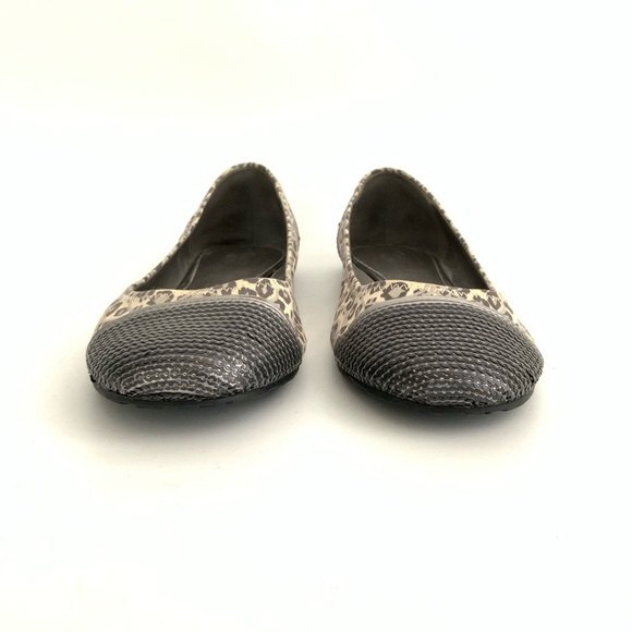 Coach Shine Sequin Flats 9.5B Gray Animal Print Cap-toe - Picture 4 of 10